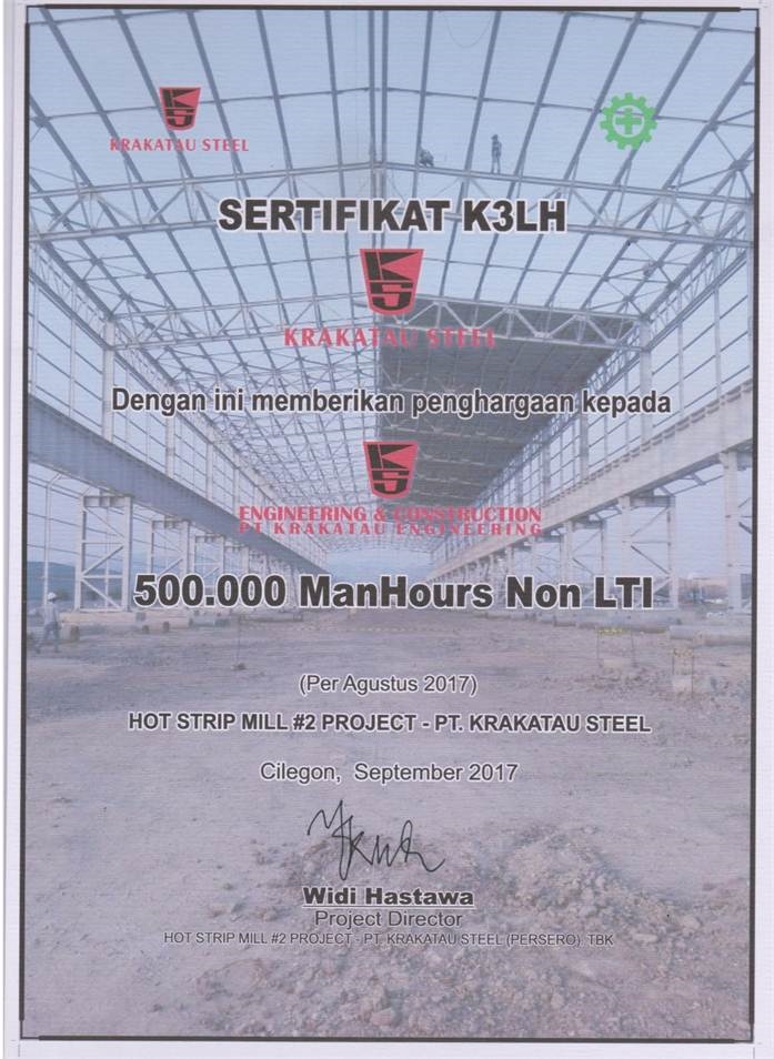 500.000 MH Non LTI HSM#2 Project PT Krakatau Steel (2017)